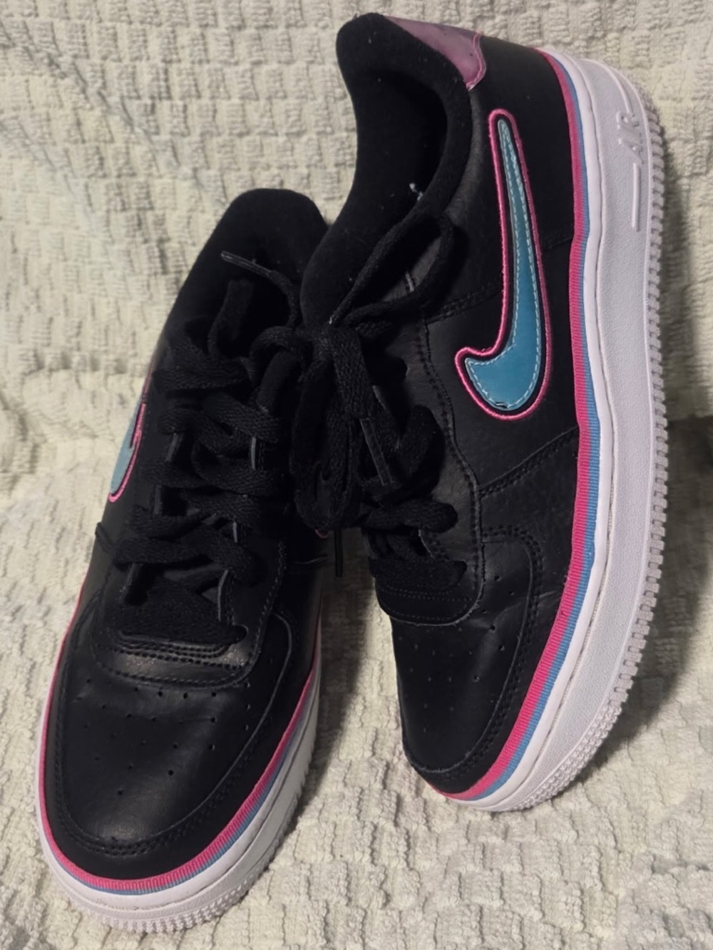 Nike Black Sneaker with Pink Interior Accents
